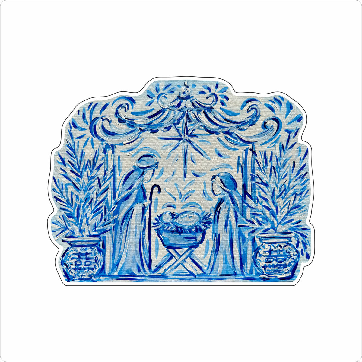 AHC-004 Blue & White Nativity | 0.75Acrylic Contour