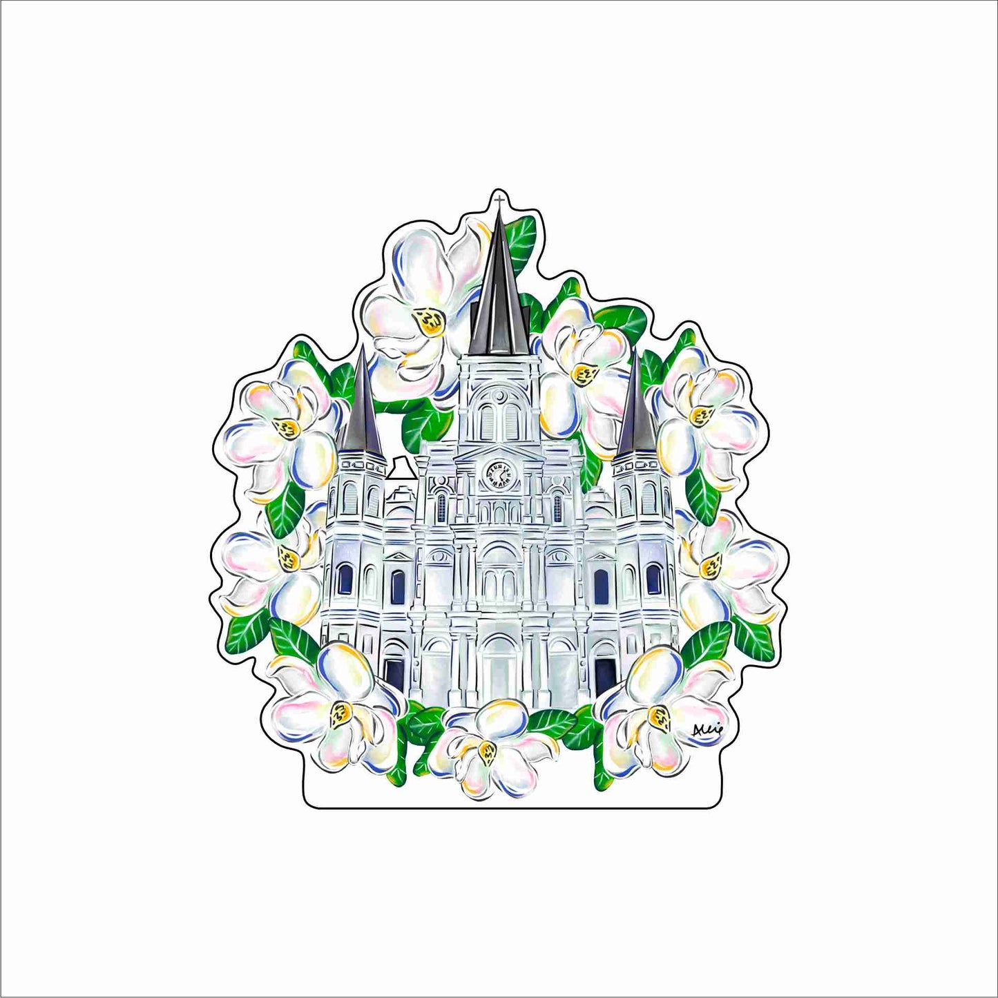 ALB-002 Cathedral with Magnolias Mini | 0.50Acrylic Mini Contour