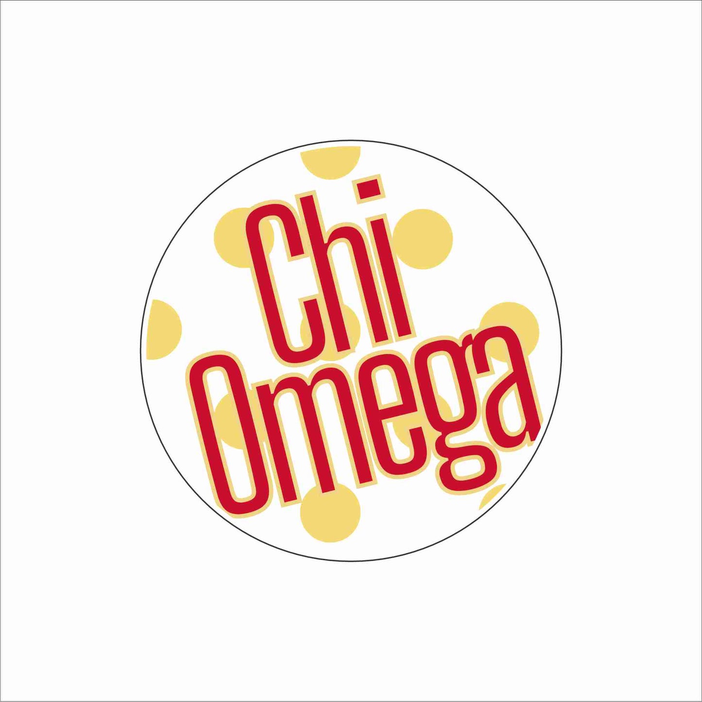 AND-060 Chi Omega Polka Dot Coaster | 0.25Acrylic Coaster with Clear Bumpers | Case of 4