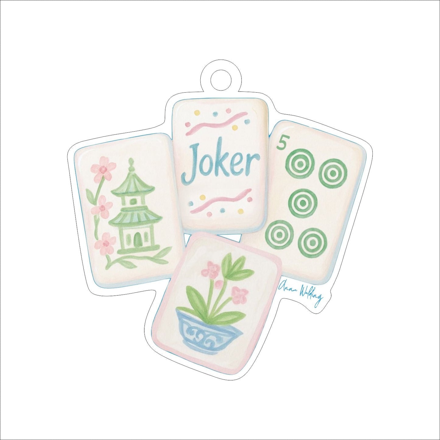 AWA-093 Pastel Mahjong Ornament | 0.25Acrylic Ornament | Case of 25