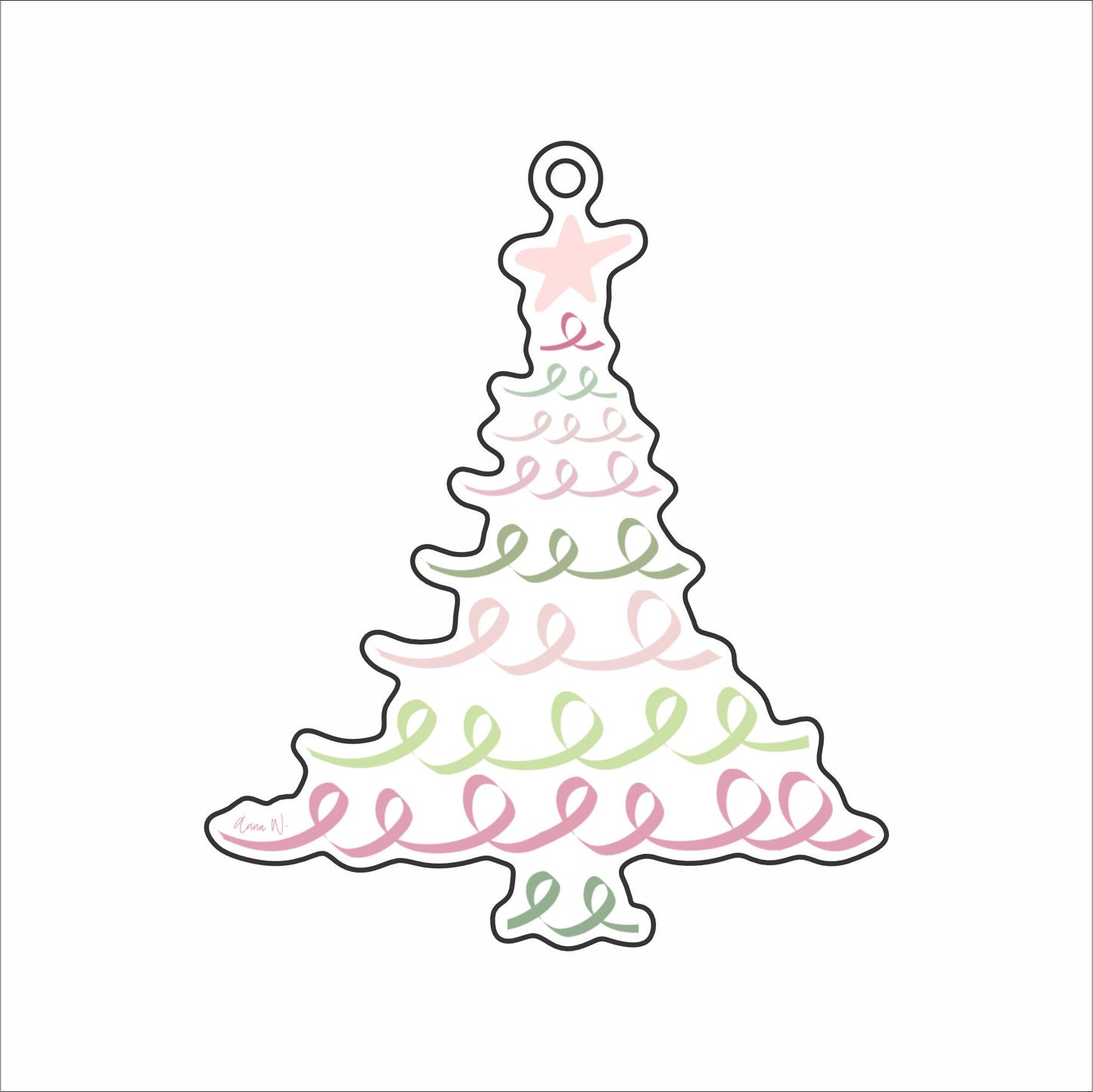 AWA -126 Ribbon Christmas Tree Ornament | 0.25Acrylic Ornament
