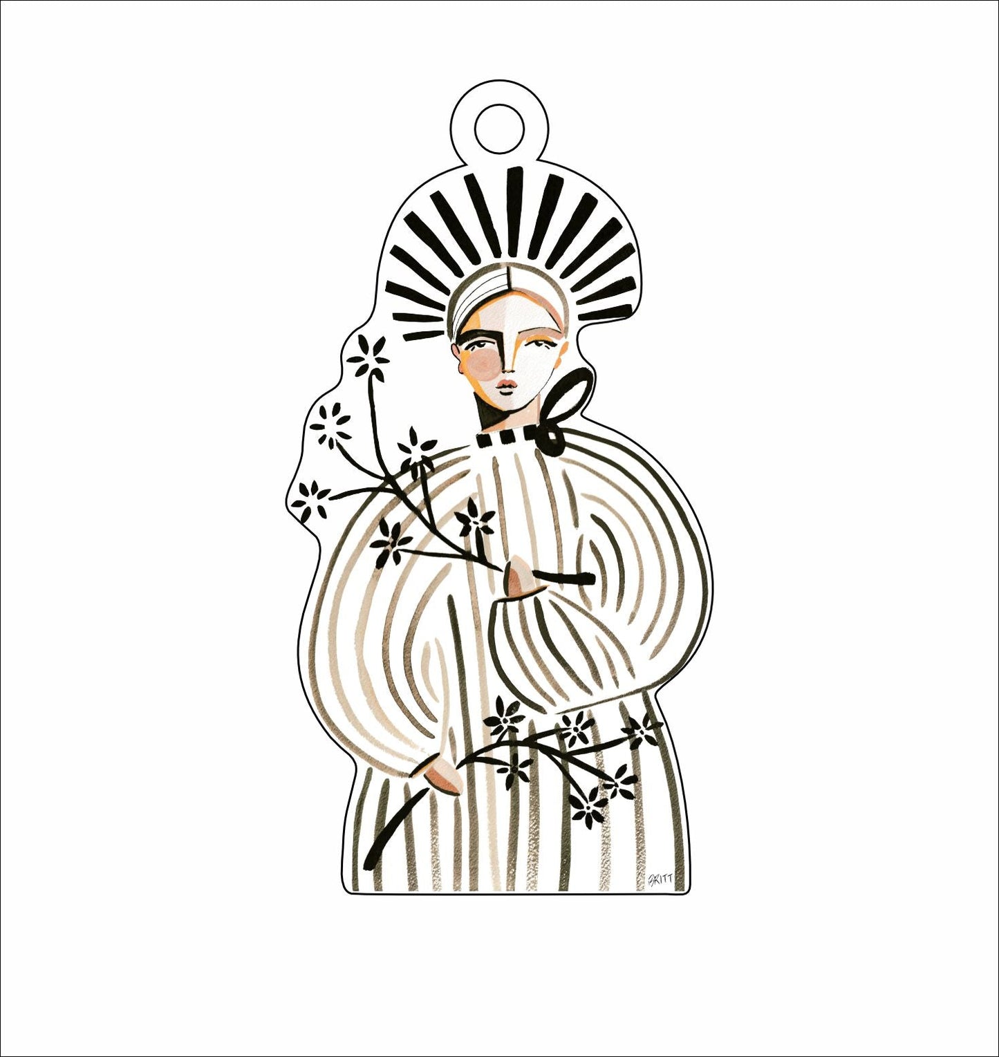 BAA-007 Helen with Flowers | 0.25in. Acrylic Ornament | Mix and Match (any 10+)