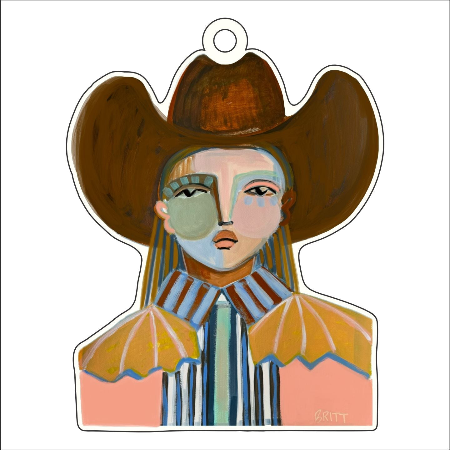 BAA-014 Peach Cowgirl | 0.50in. Acrylic Ornament | Mix and Match (any 10+)