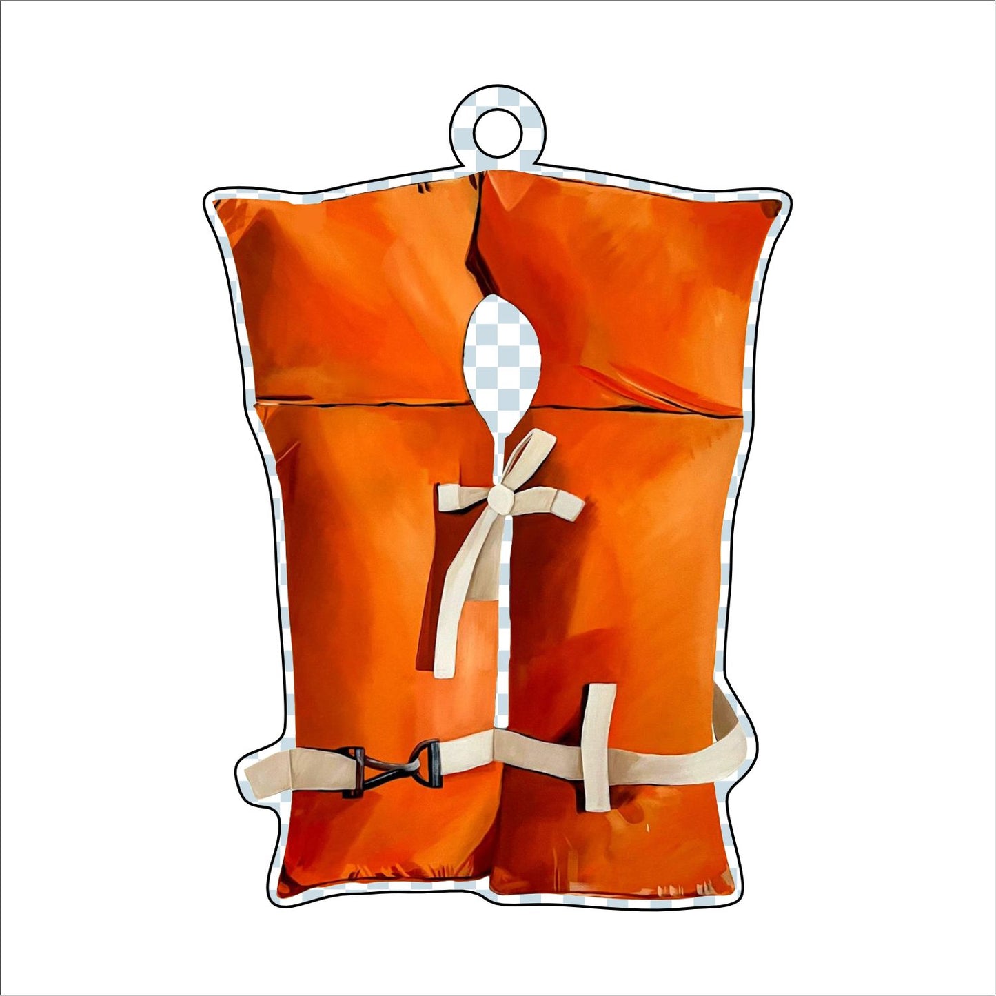 BLA-006 Orange Lifevest 1 Ornament | 0.25in. Acrylic Ornament |
