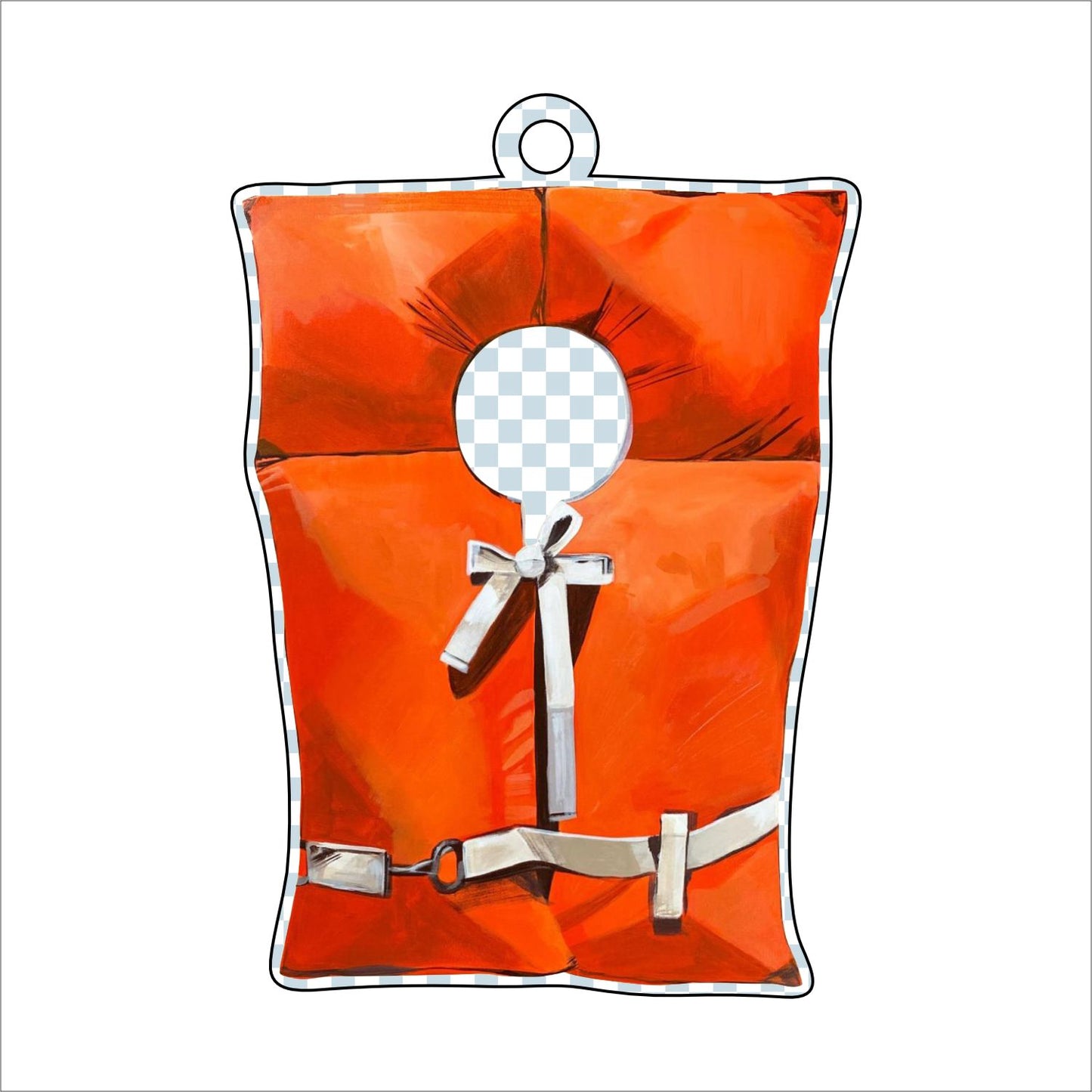 BLA-007 Orange Lifevest 2 Ornament | 0.25in. Acrylic Ornament |