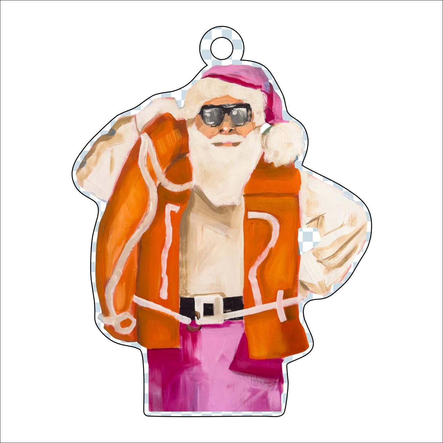 BLA-010 Santa 2 Ornament | 0.25in. Acrylic Ornament |