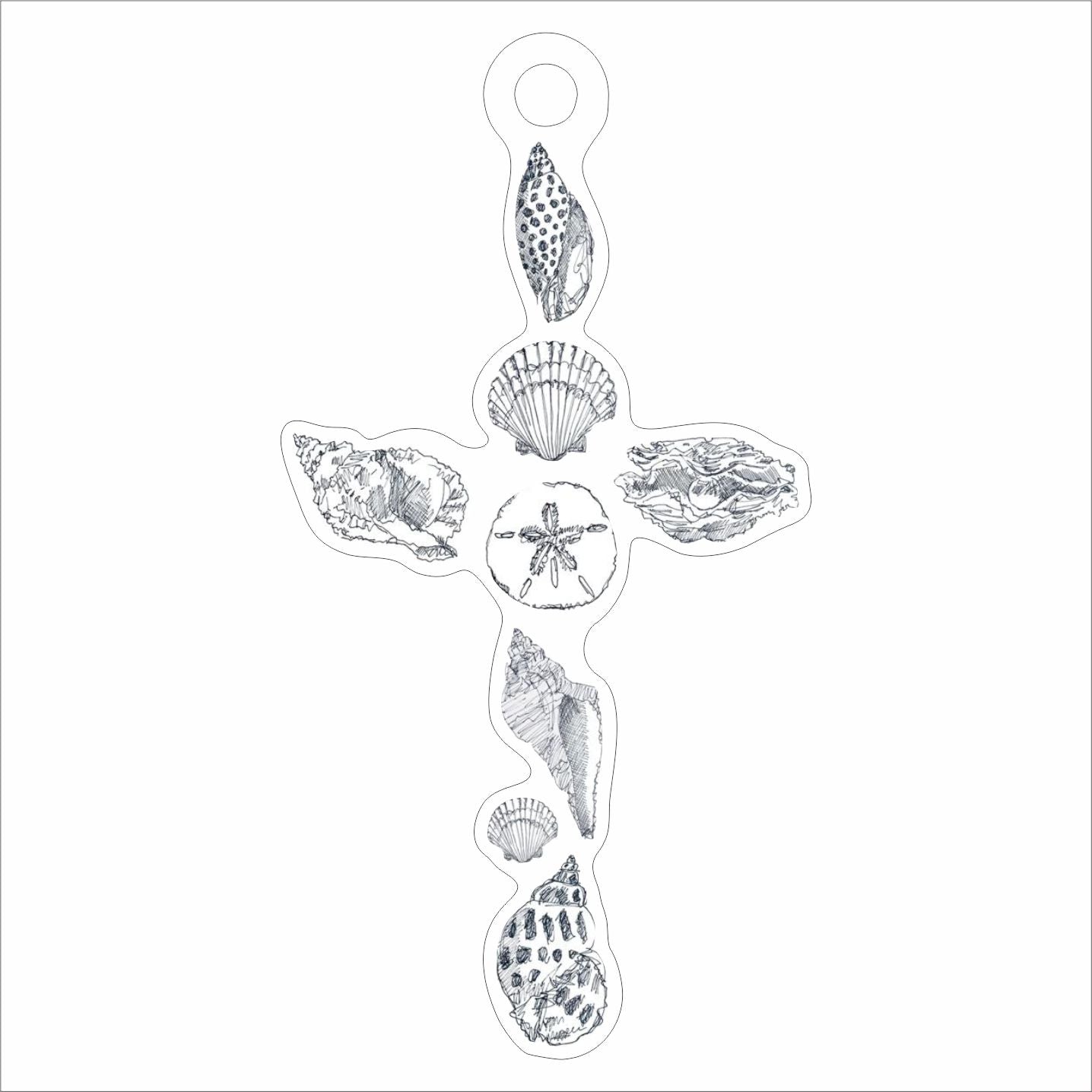 BLA-033 Shell Cross Ornament | 0.25Acrylic Ornament |