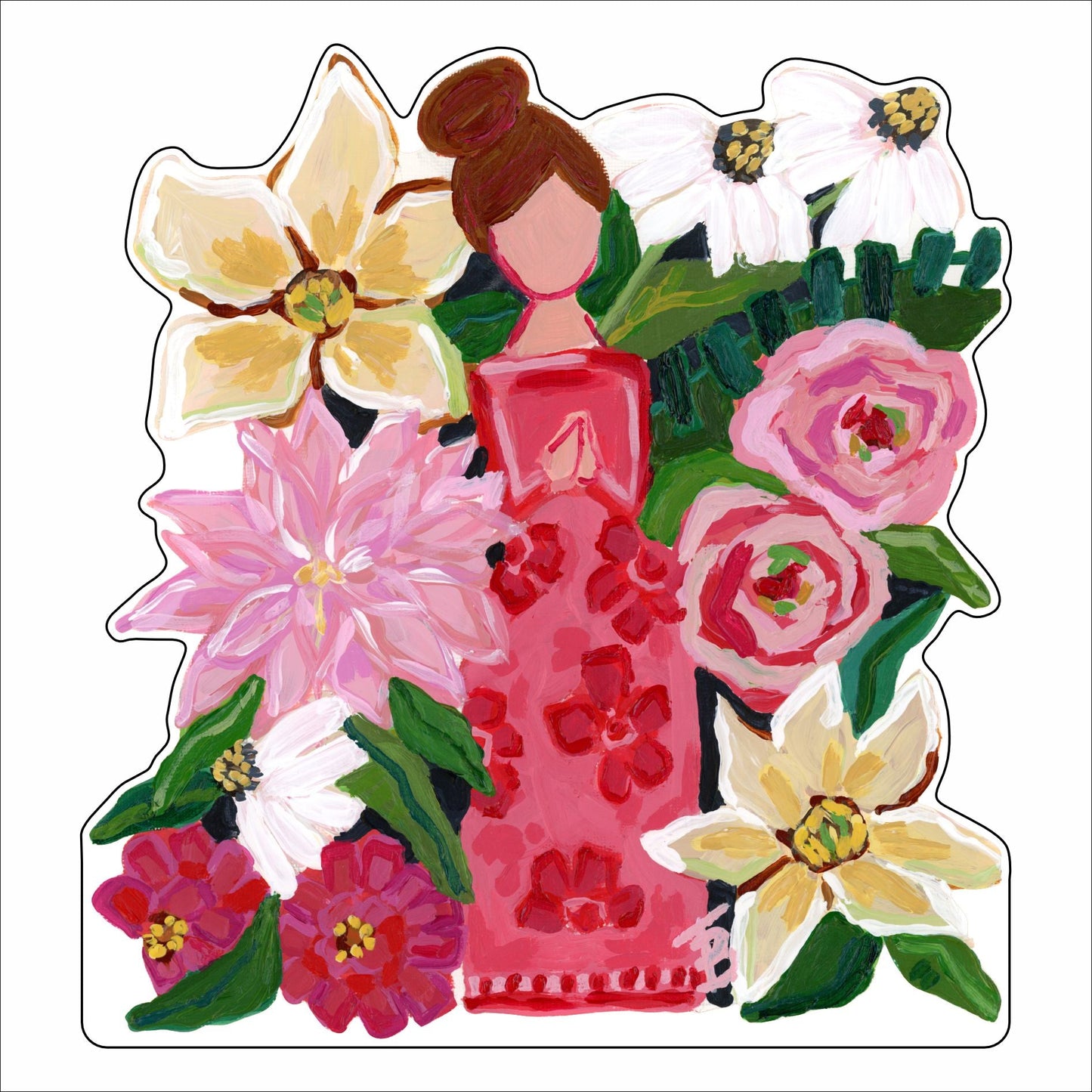 BTA-030 Floral Fuschia Angel | 0.75in. Acrylic Contour |