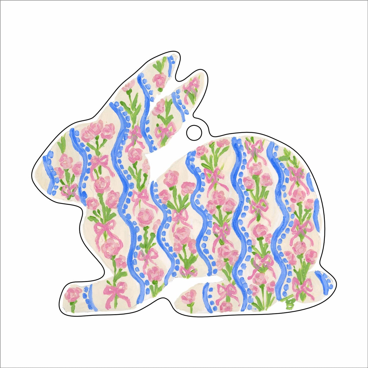BTA-038 Floral Bunny Wreath Ornament| 0.25Acrylic |