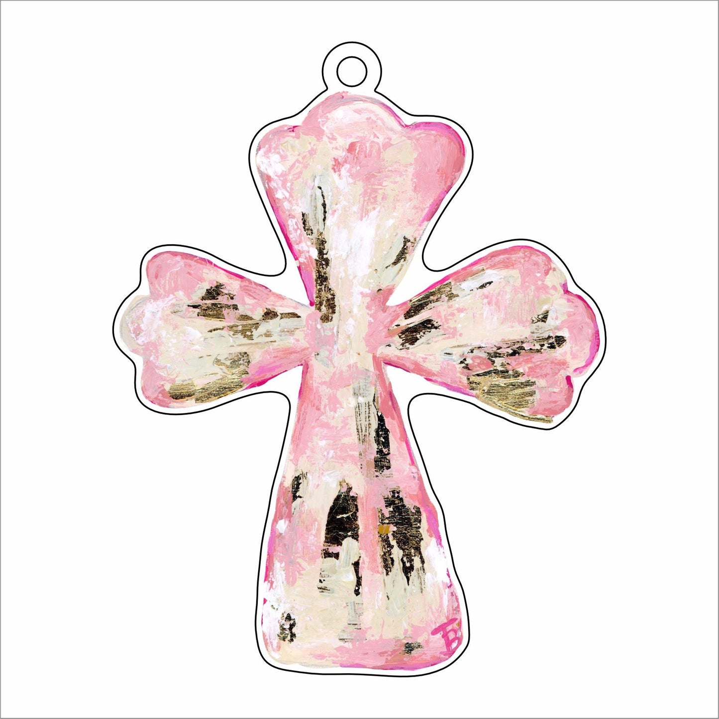 BTA-042 Pink Cross Wreath Ornament | 0.25Acrylic |
