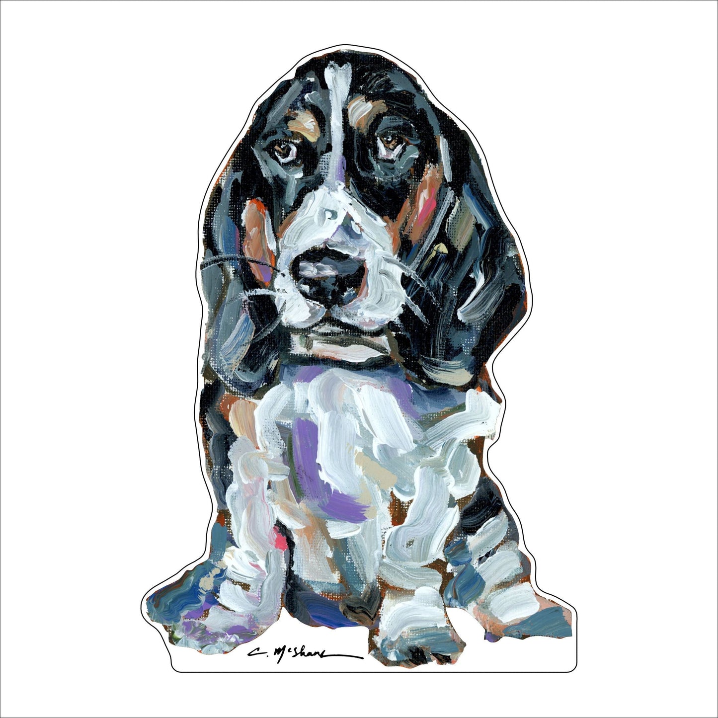 Basset Hound Black & White | 0.50in. Acrylic Mini | Case of 25