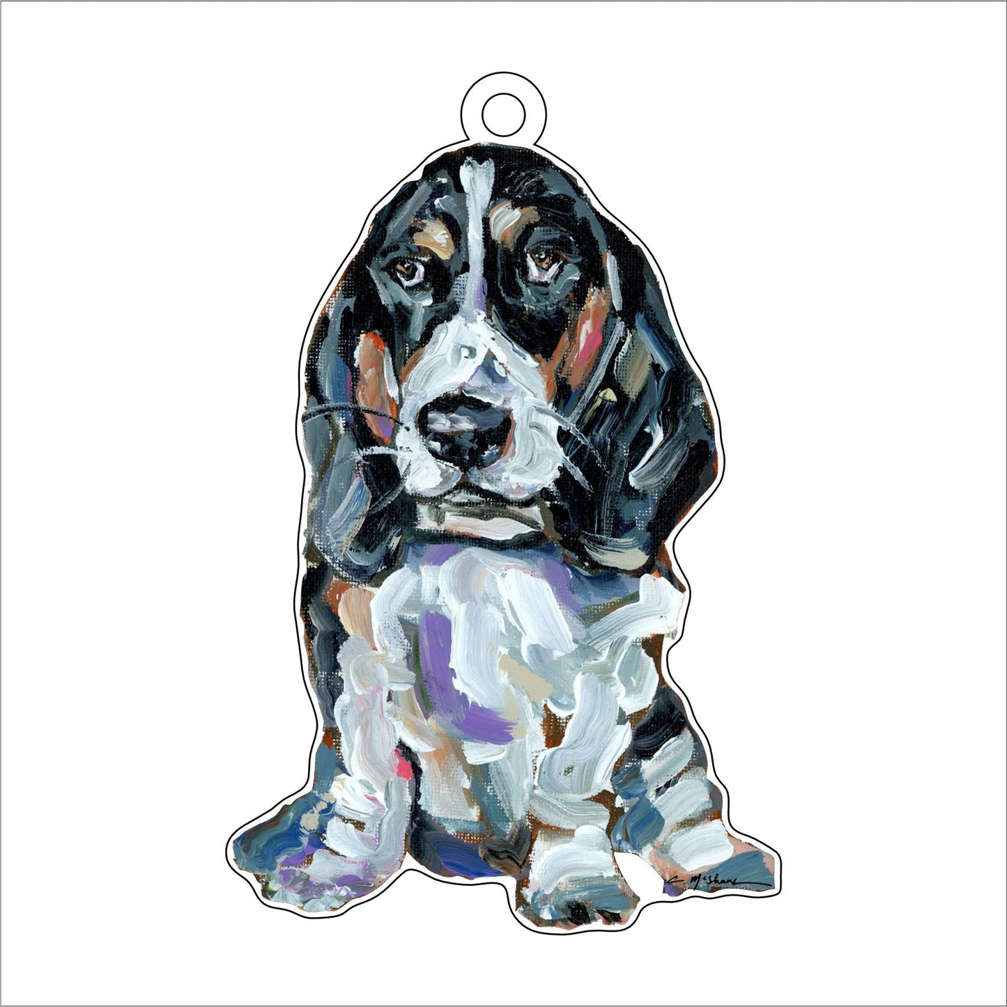 Basset Hound Black & White | 0.25in. Acrylic Ornament | Case of 25
