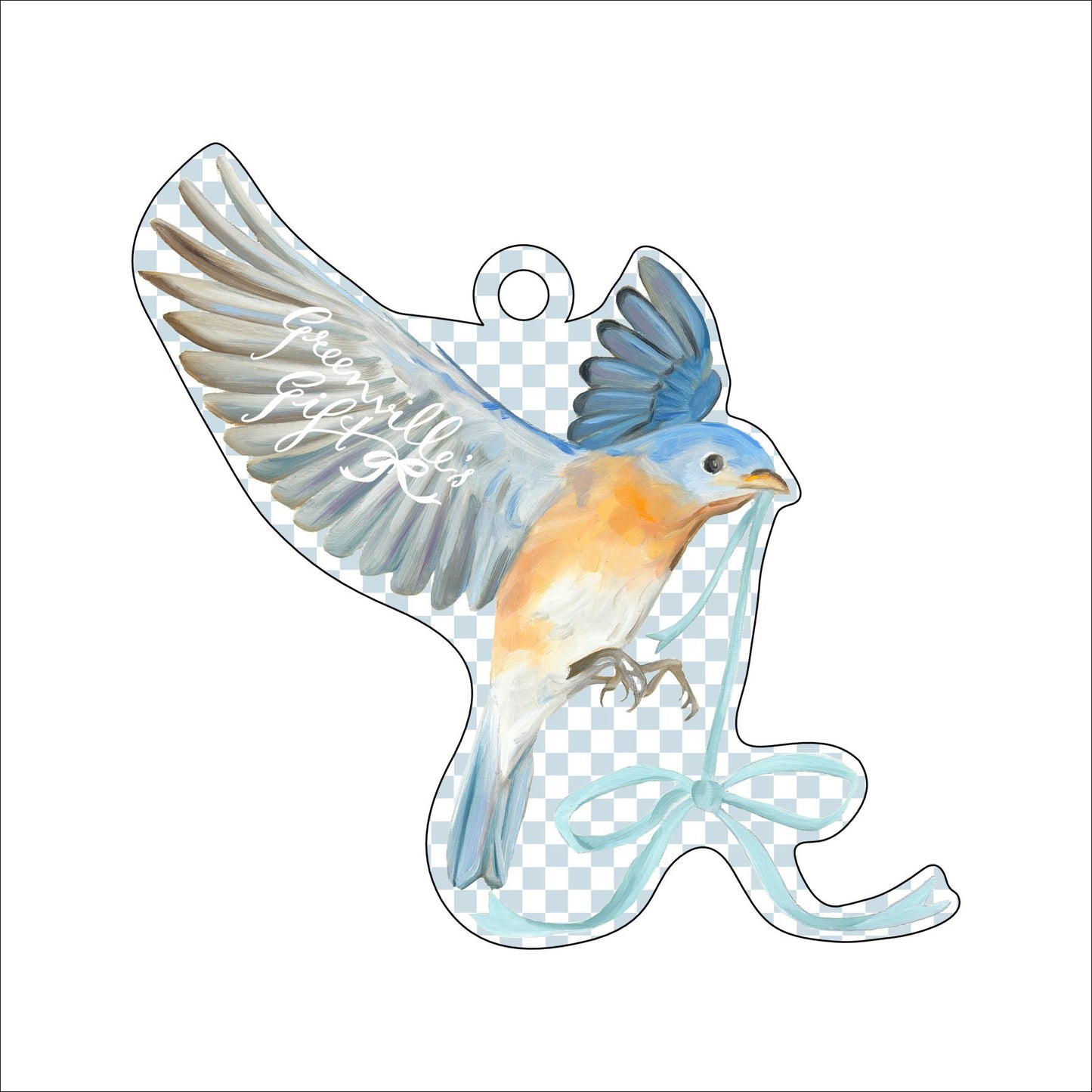 CHA-008 Greenville's Gift Blue Bird Ornament | 0.25in. Acrylic Ornament | Case (any 10+)