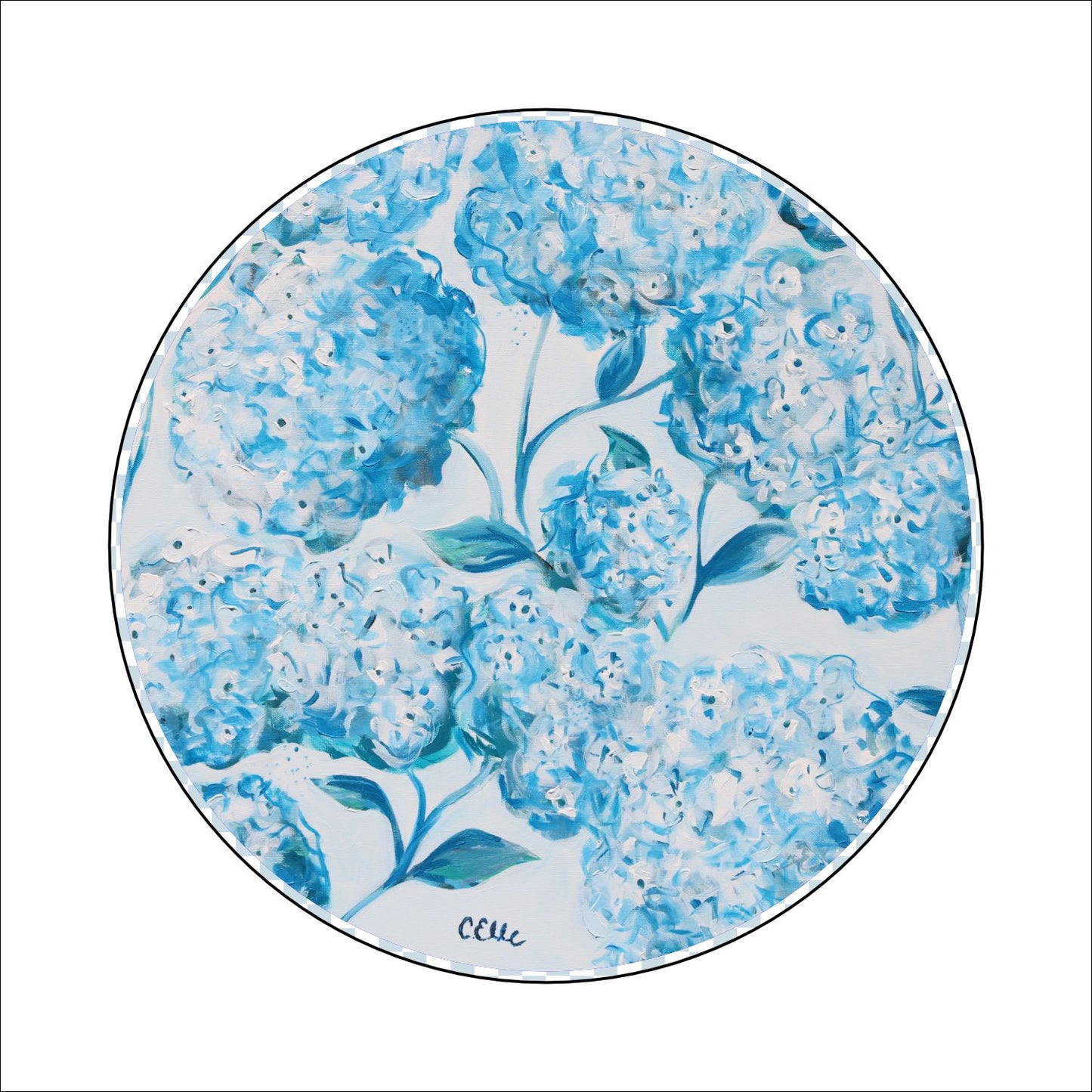 CHB-007 Blue Flowers Coaster | 0.25" Acrylic With Cork | Case Bundle any 4+ sets (Pack of 4)