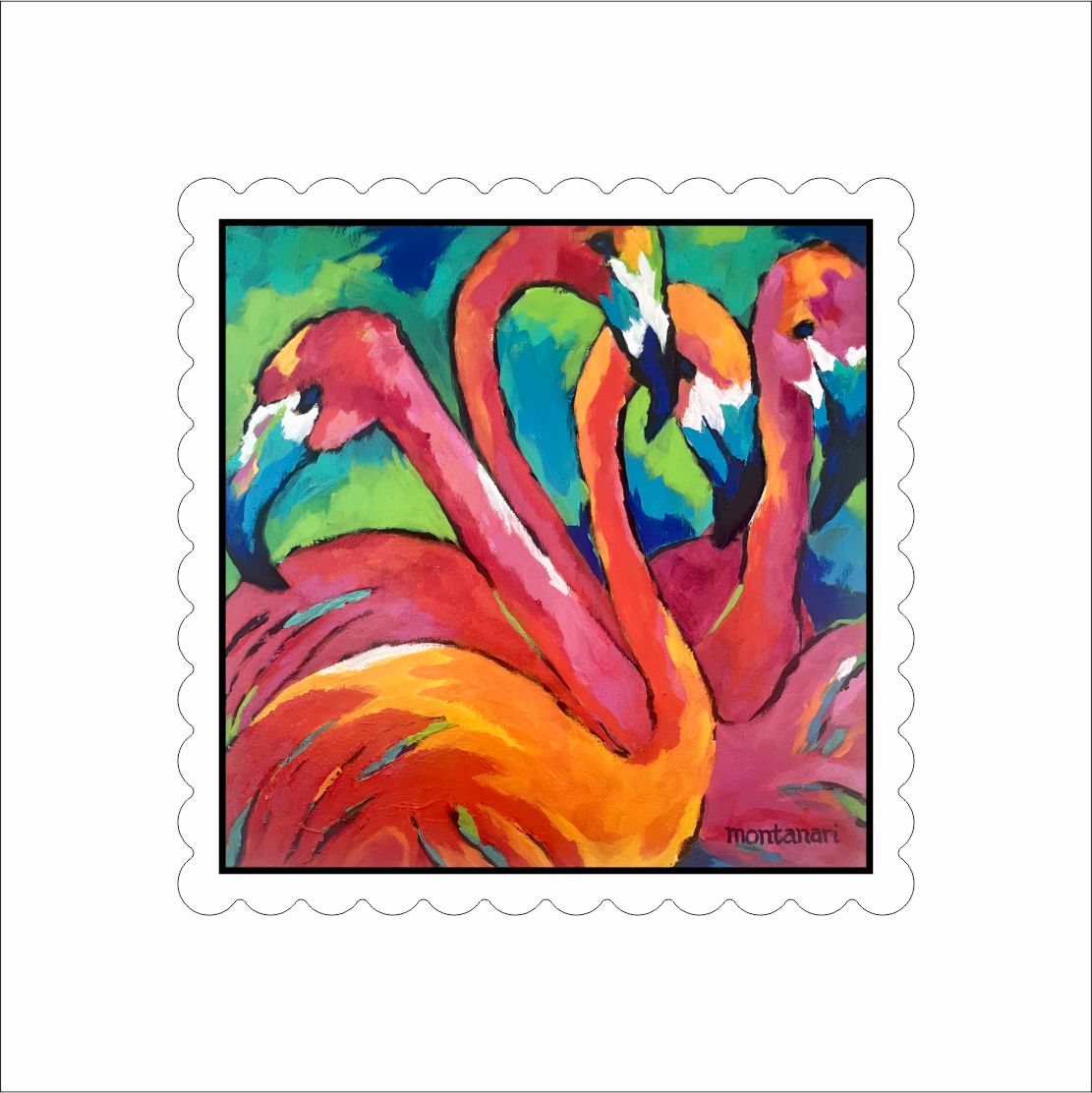 CHM-019 Flamingos Magnet | 0.125Acrylic Magnet | Case of 4