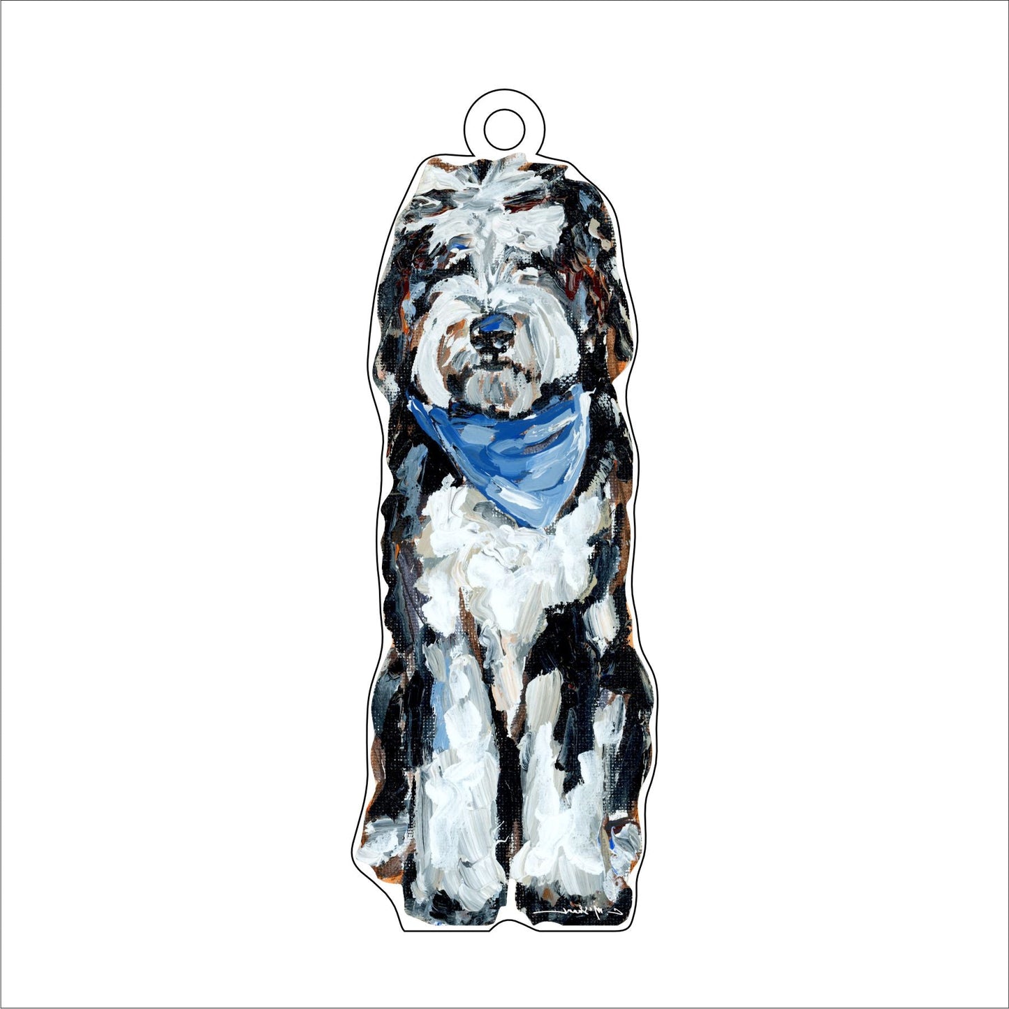 Doodle Black and White Blue Bandana | 0.25in. Acrylic Ornament | Case of 25