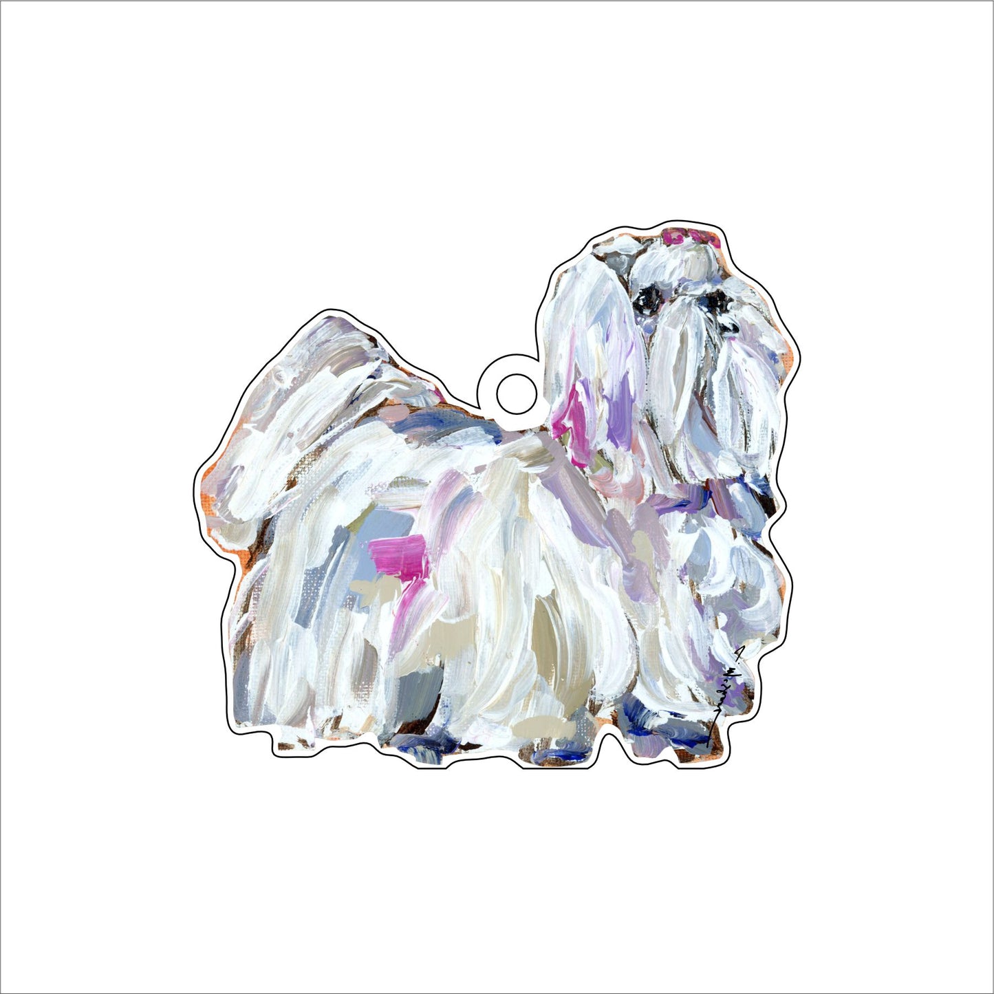 Maltese Long Hair | 0.25in. Acrylic Ornament | Mix and Match (any 10+)