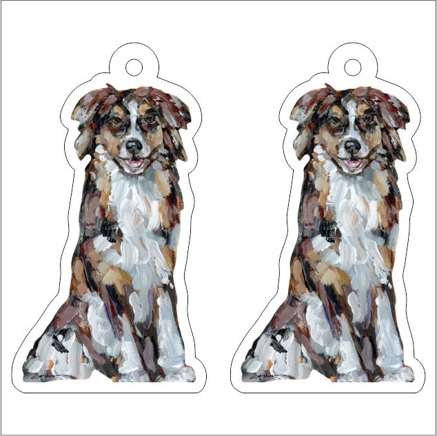 CMS-1206-C10 Australian Shepherd Red Earring Pair | 0.125Acrylic Earring | Case of 10