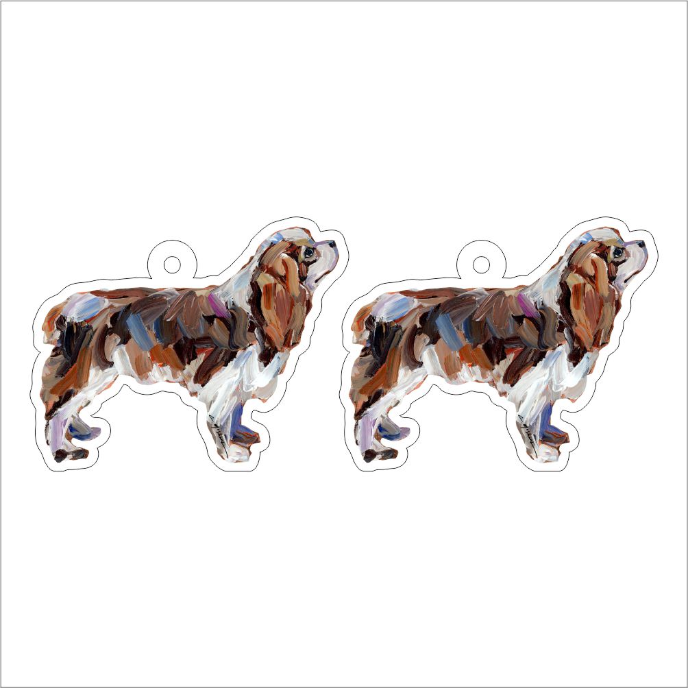 CMS-1228-C10 Cavalier King Charles Blenheim Earring Pair | 0.125Acrylic Earring | Case of 10