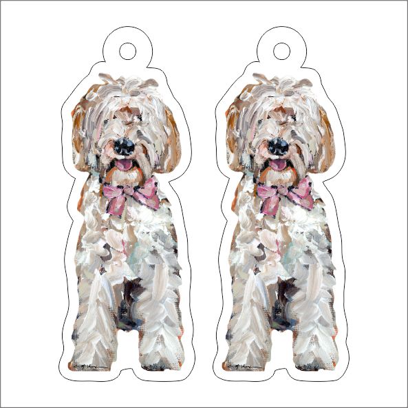CMS-1277-C10 Goldendoodle with Pink Bow Earring Pair | 0.125Acrylic Earring | Case of 10