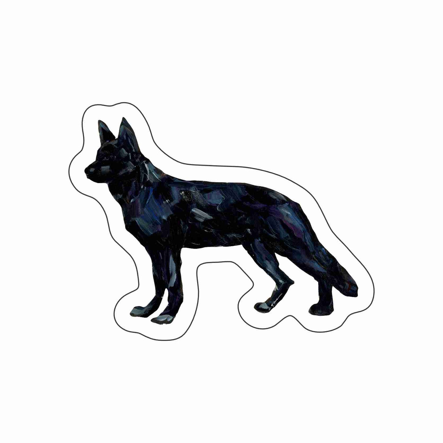 CMS-1654-C10 German Shepherd Black Sticker | Removable Sticker | Set of 10