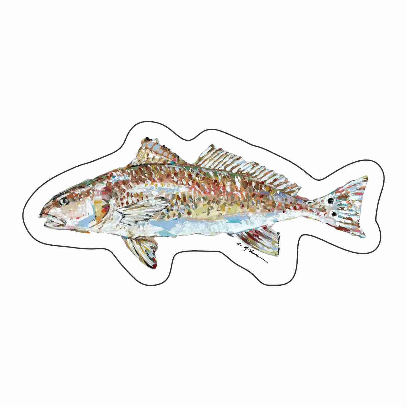 CMS-1658-C10 Redfish Light Blue Sticker | Removable Sticker | Set of 10