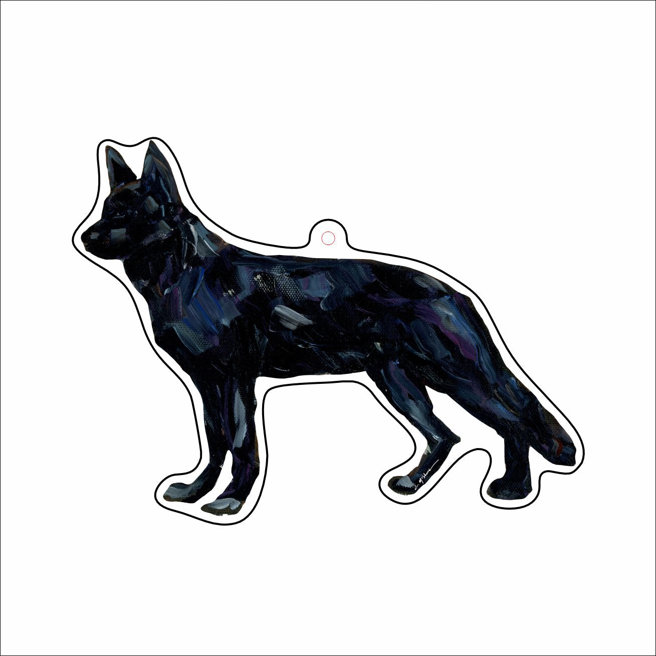 CMS-1683-C10 German Shepherd Black Bag Charm | 0.125Acrylic Bag Charm | Set of 10