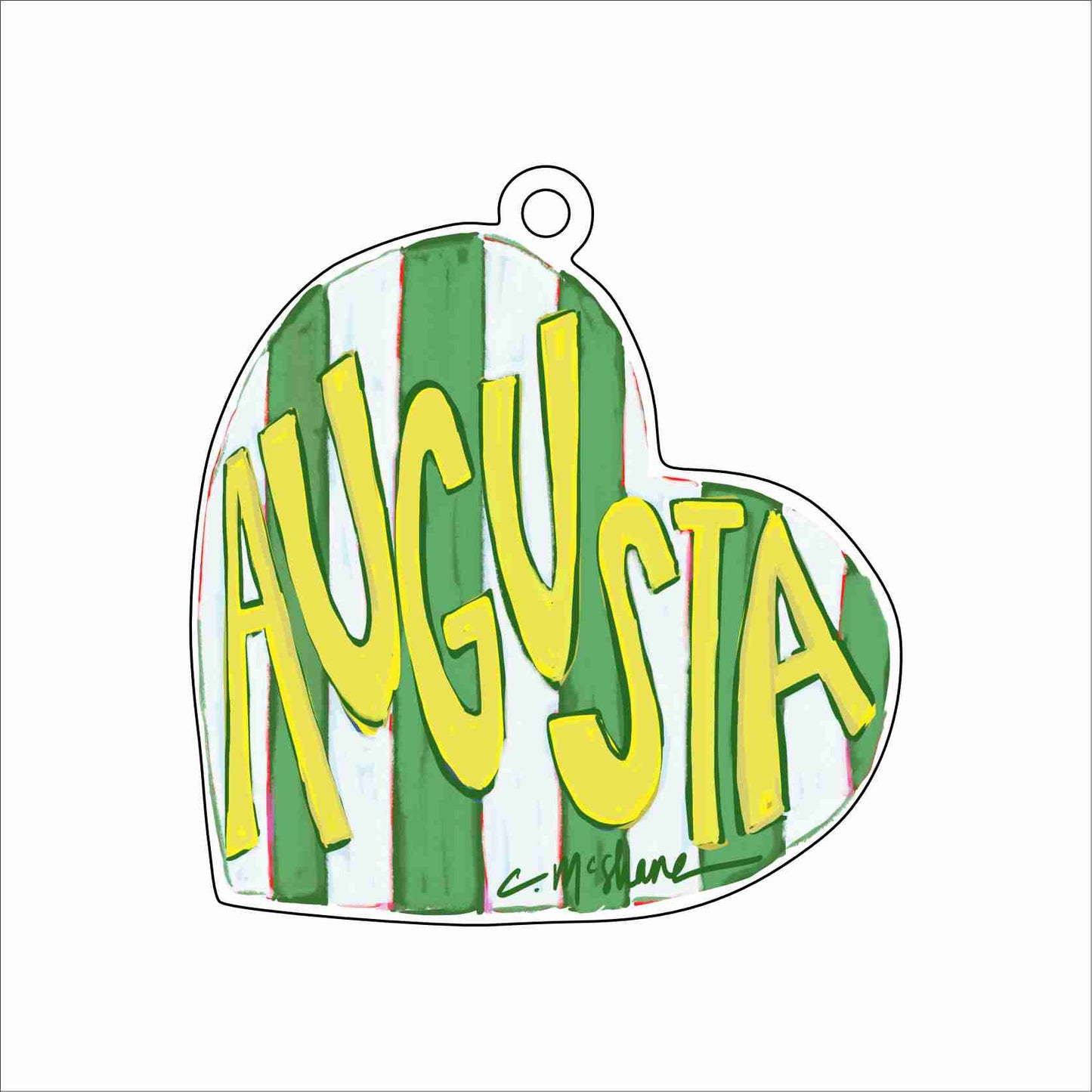 CMS-1745 Augusta Love Ornament | 0.25Acrylic Ornament & Ribbon