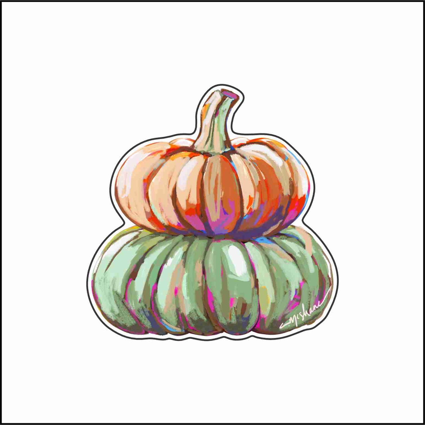 CMS-1885 Orange and Green Pumpkin Magnet | 0.125Acrylic Magnet | Set of 10