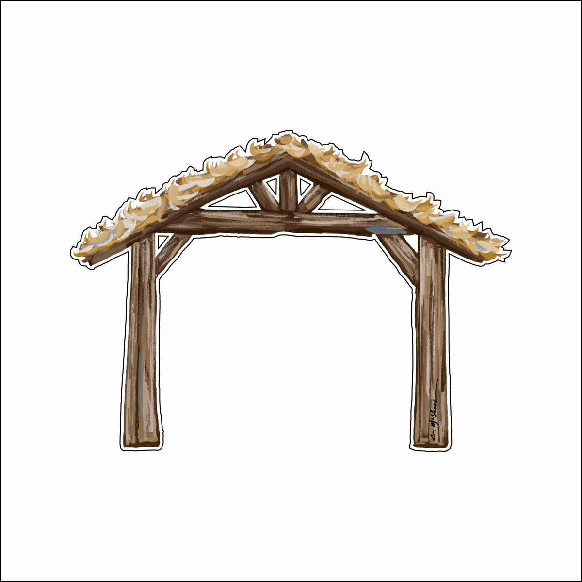 CMS-1912 Stable Nativity | 0.75Acrylic Magnet Block with Steel Disc