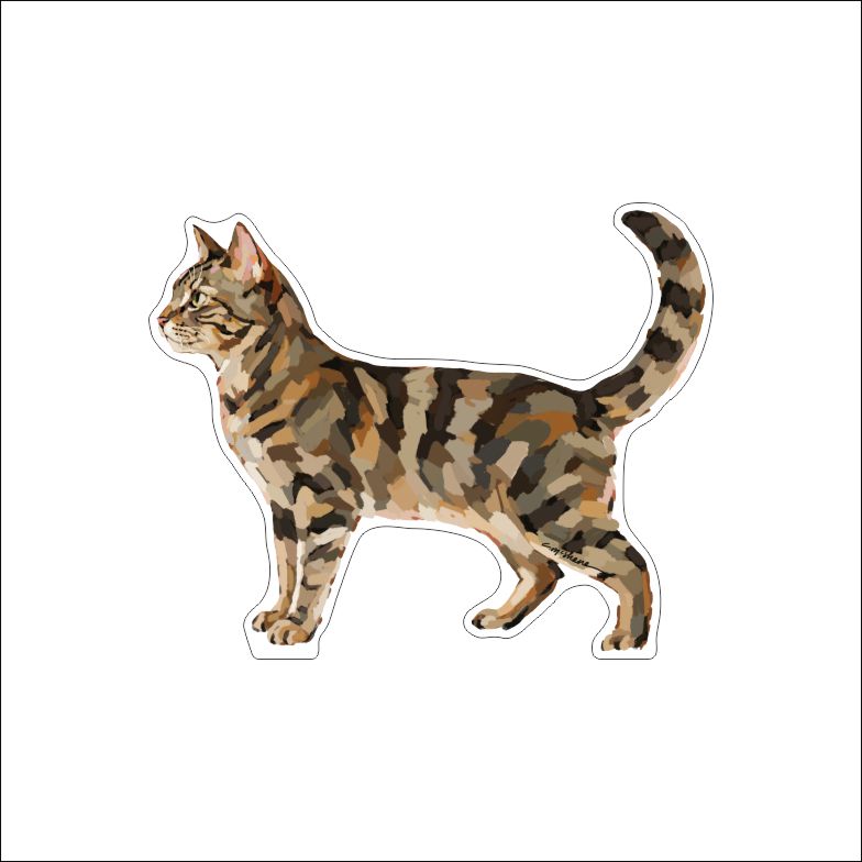 CMS-1956 Grey & Tan Mackerel Tabby Cat | 0.75Acrylic Contour | Case of 25