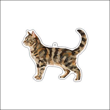 CMS-1960 Grey & Tan Mackerel Tabby Cat Bag Charm | 0.125Acrylic Bag Charm | Set of 10