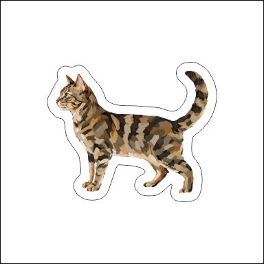 CMS-1961 Grey & Tan Mackerel Tabby Cat Sticker | Removable Sticker | Set of 10