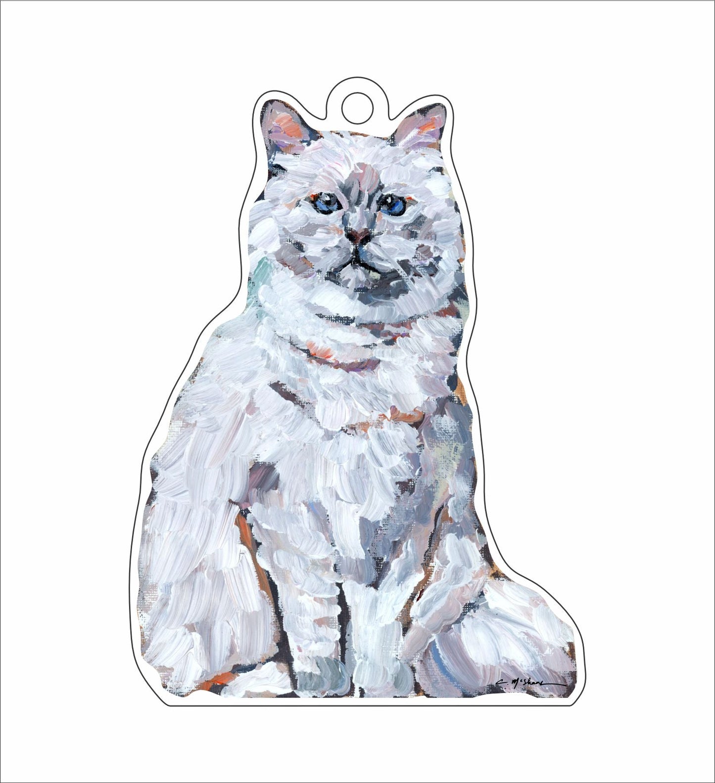 Cat White Long Hair | 0.25in. Acrylic Ornament | Mix and Match (any 10+)