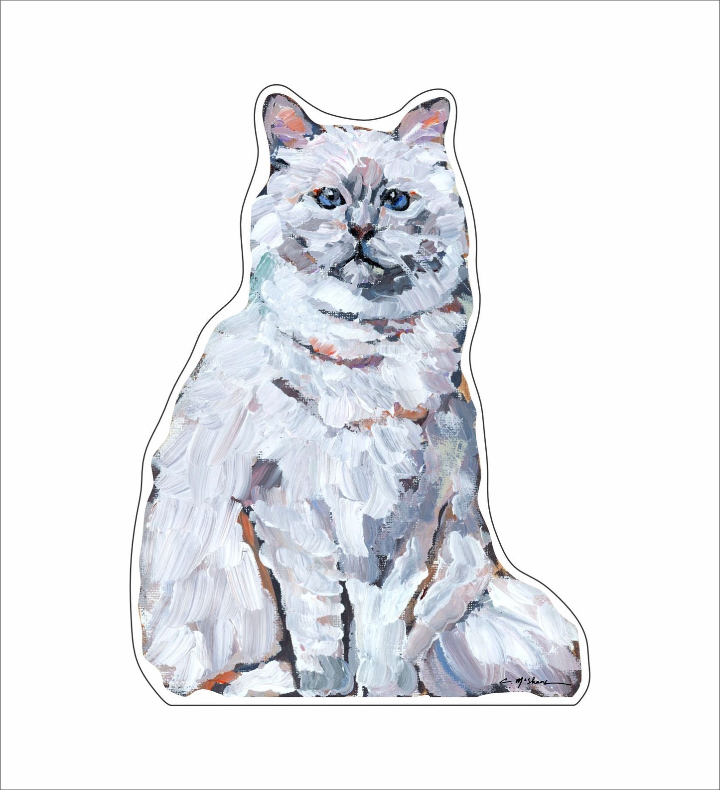 Cat White Long Hair | 0.50in. Acrylic Mini | Case of 25