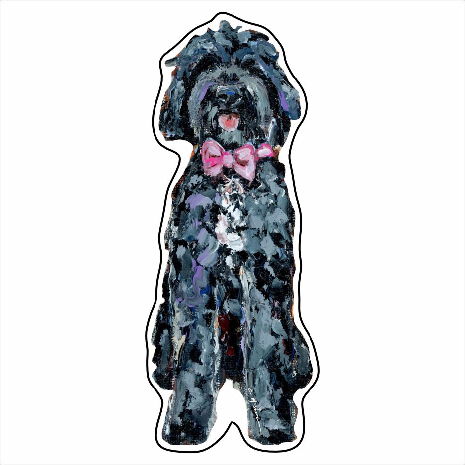 CMS-902-C10 Goldenoodle Black With Pink Bow Button | 0.125Acrylic Button | Case of 10