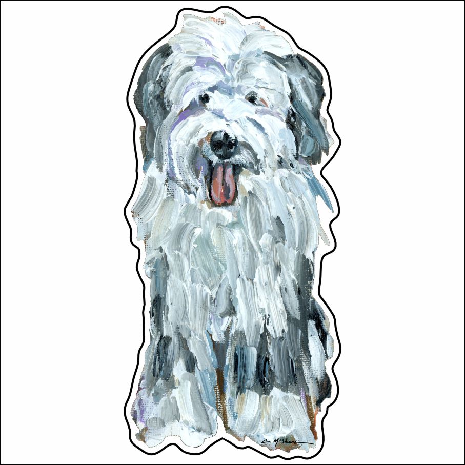 CMS-924-C10 Old English Sheepdog Gray & White Button | 0.125Acrylic Button | Case of 10