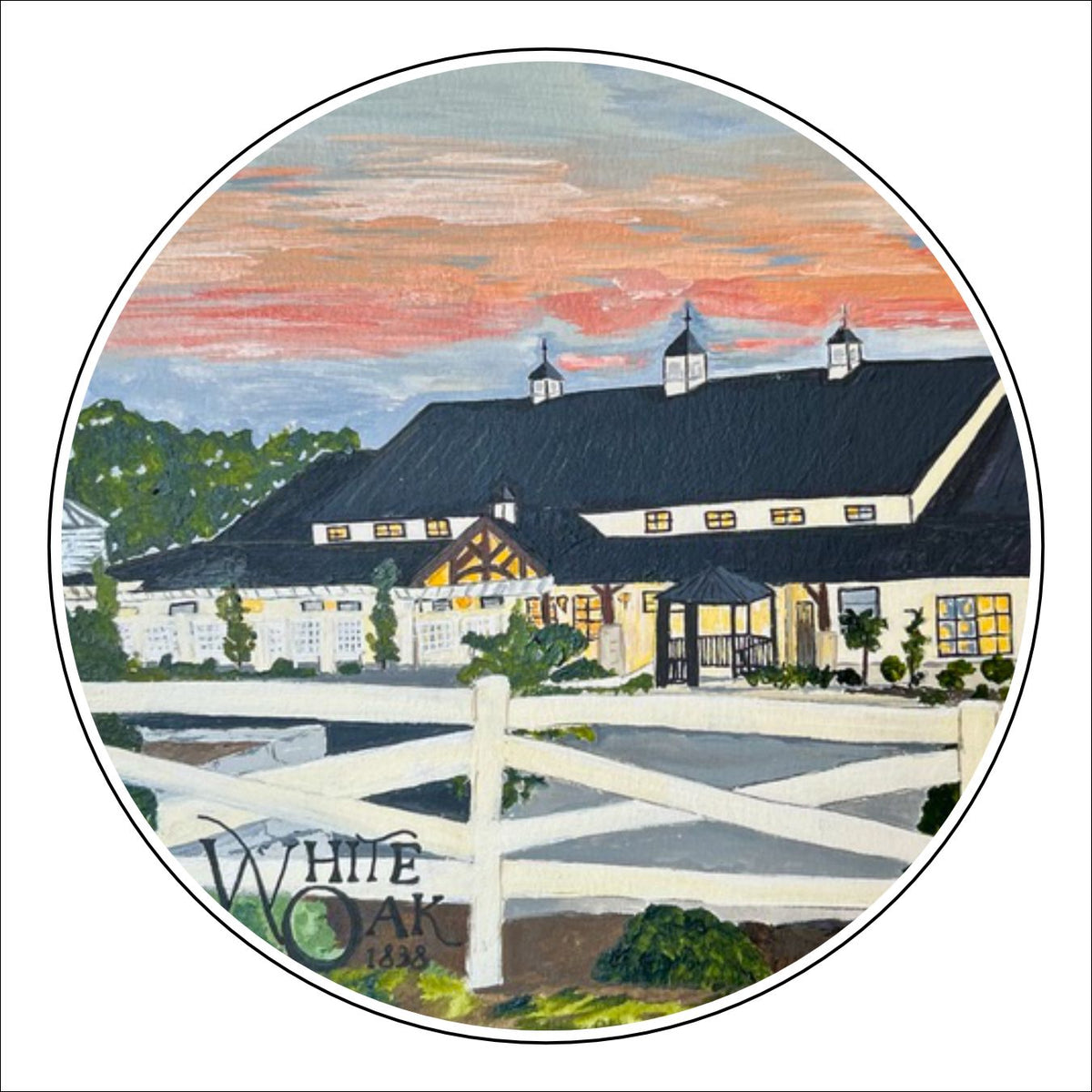 CNJ-017 White Oak Coaster | 0.25Acrylic Coaster with Clear Bumpers | Case of 4