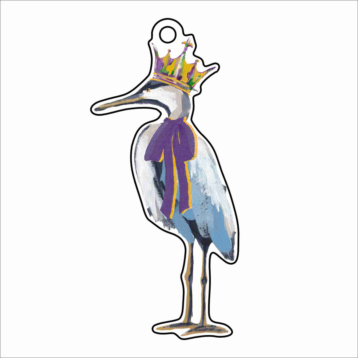 CRMG-012 Mardi Gras Heron Ornament | 0.125Acrylic Ornament
