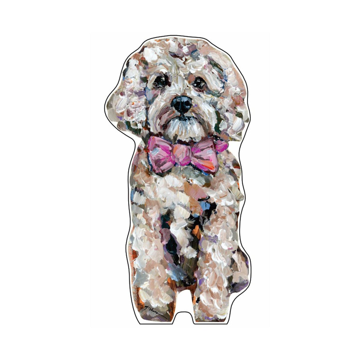 Cavapoo Blonde Pink Bow | 0.75in. Acrylic Shelfie | Case of 25