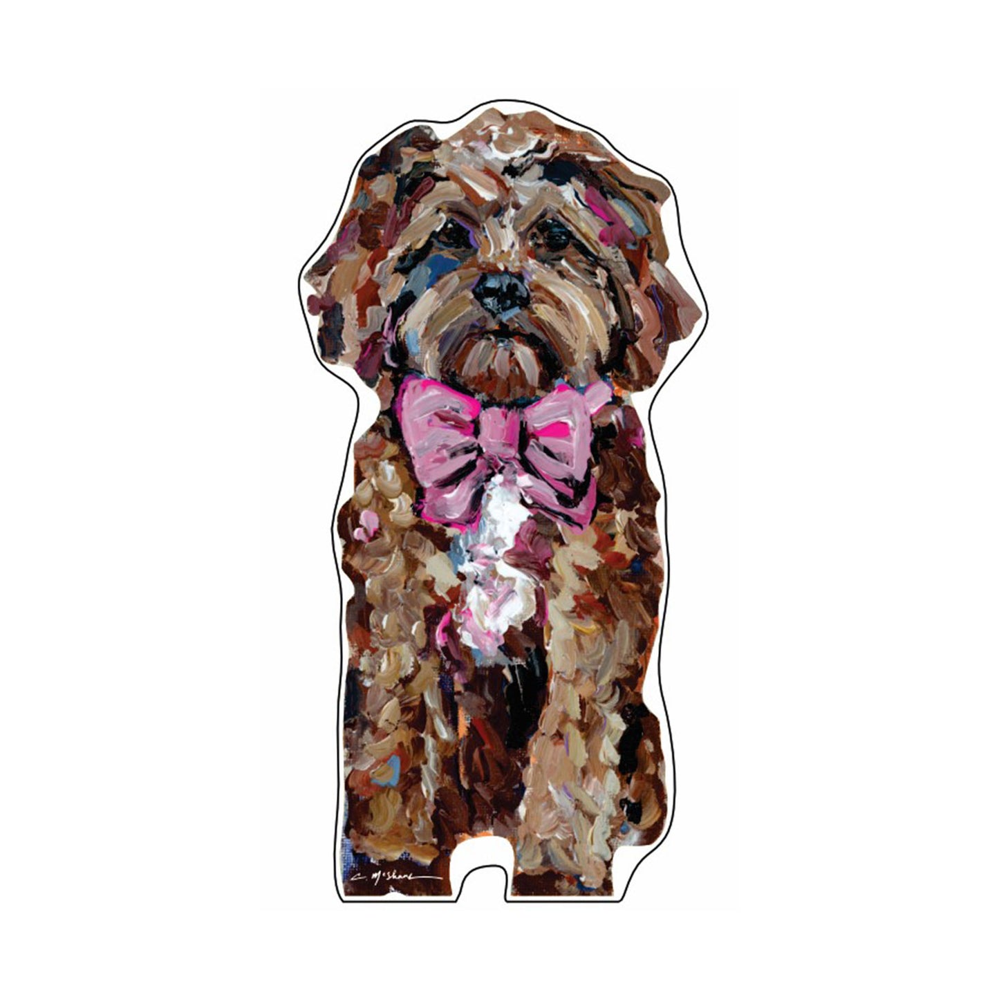 Cavapoo Red Pink Bow | 0.75in. Acrylic Cutout | Case Bundle any 10+ (Pack of 1)