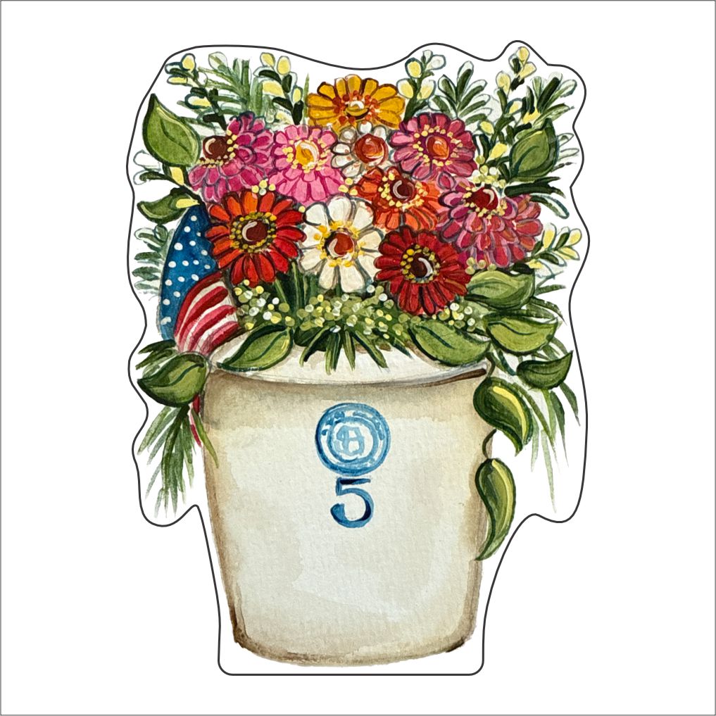 Colorful Flowers with Flag | 0.75in. Acrylic Cutout | Case Bundle any 10+