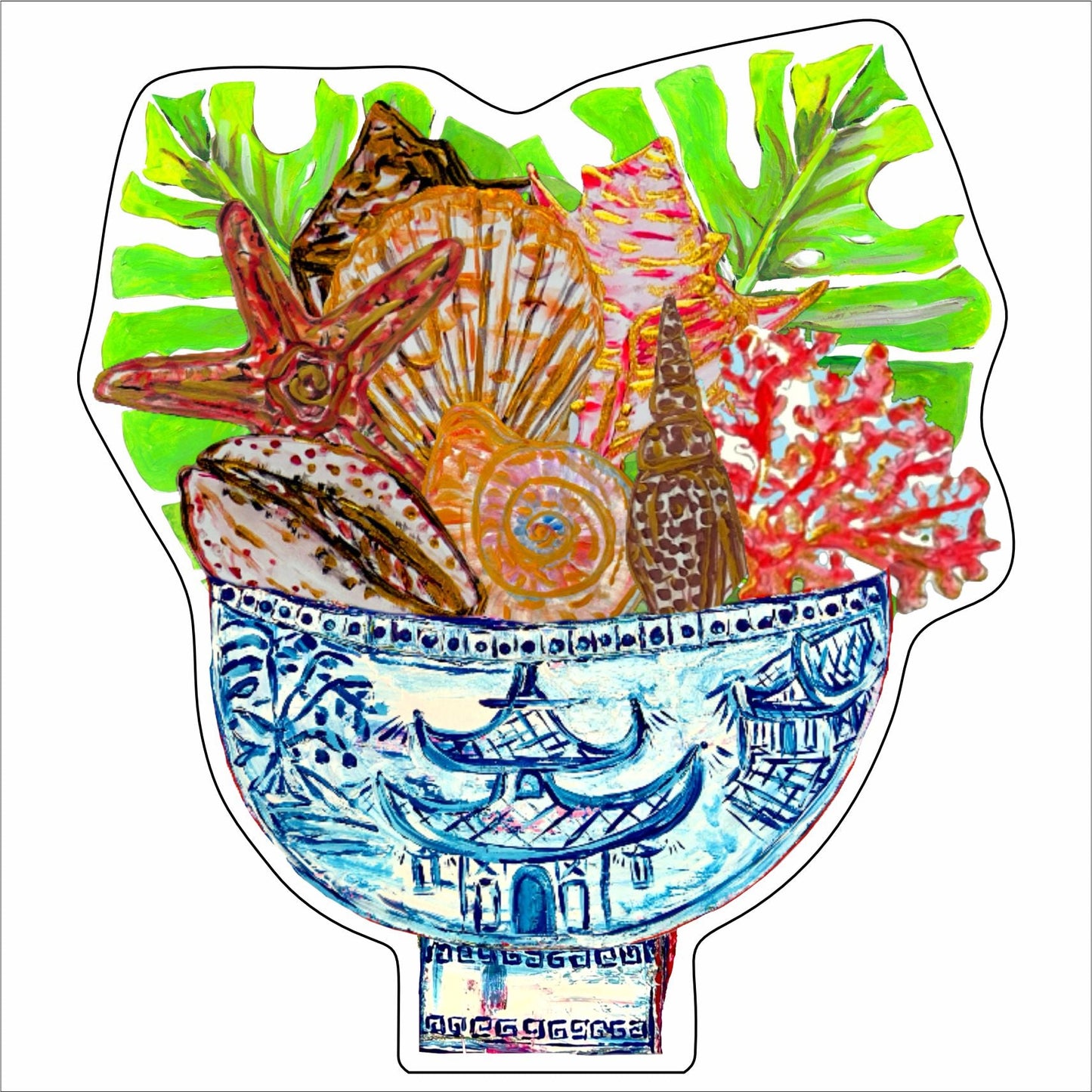 EPR-007 Coastal Shells Ginger Jar Acrylic CutOut | 0.75Acrylic Contour |