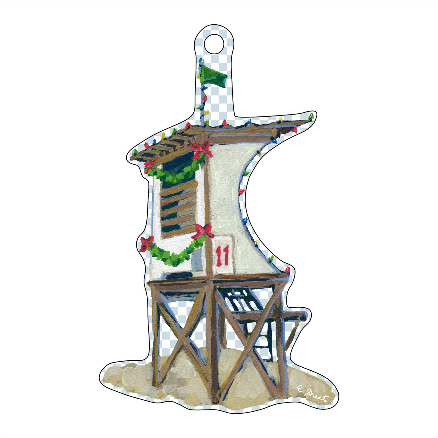ESA-017 Wrightsville Beach Life Guard Stand Ornament | 0.25in. Acrylic Ornament | Case of 30