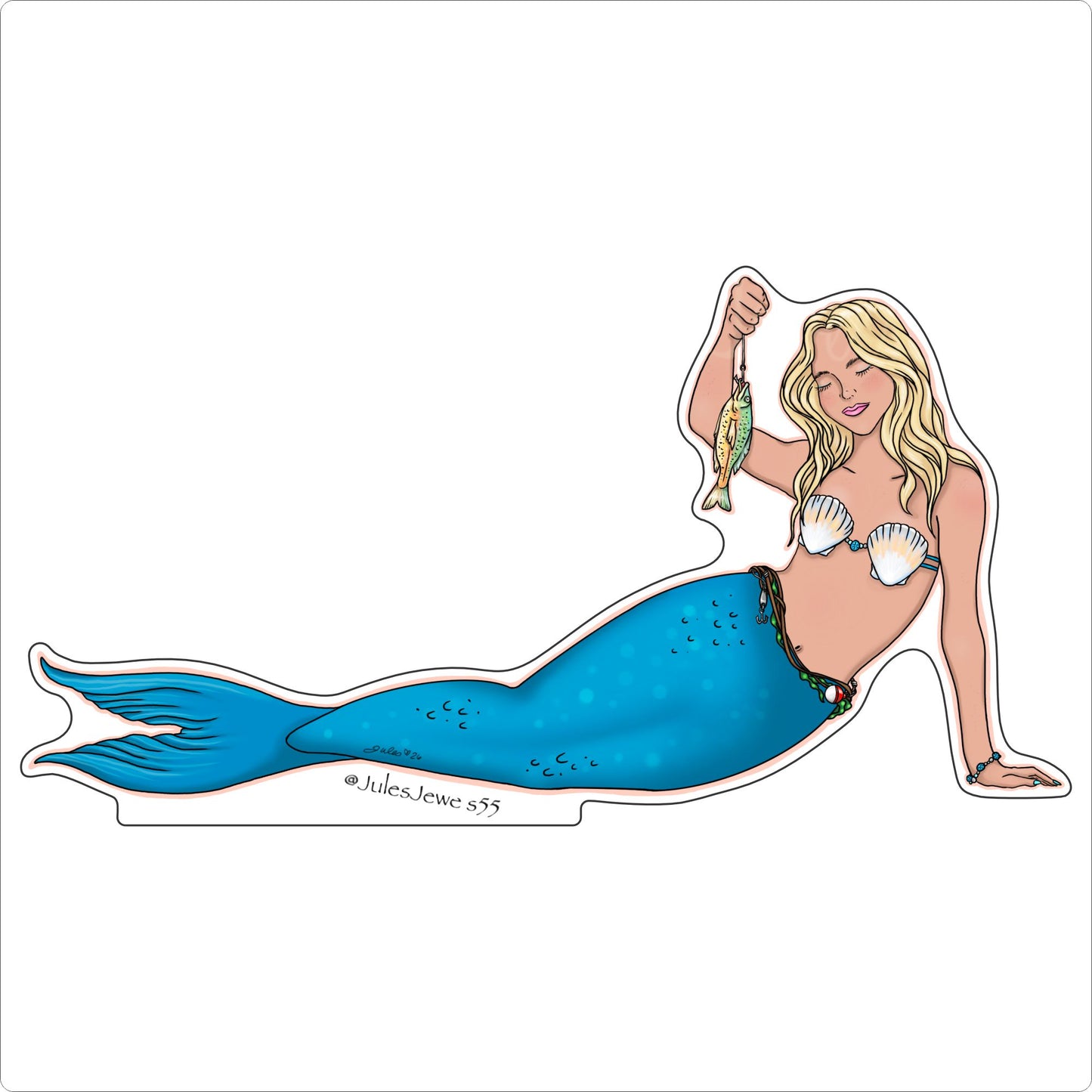 JGA-001 Fishing Mermaid | 0.75Acrylic Contour