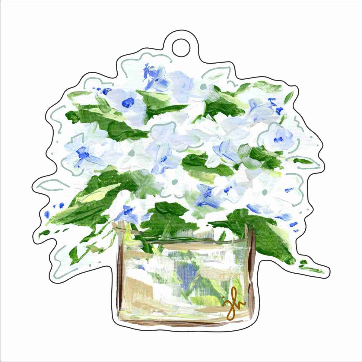 JHY-003 Blue Hydrangea Flower Pot Ornament | 0.25Acrylic Ornament