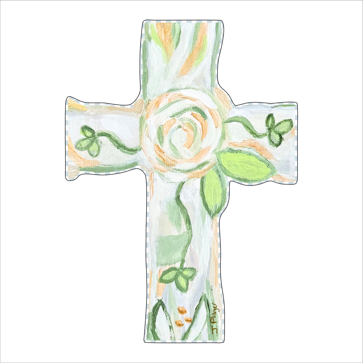 Green and White Cross to Faith | 0.75in. Acrylic Cutout |