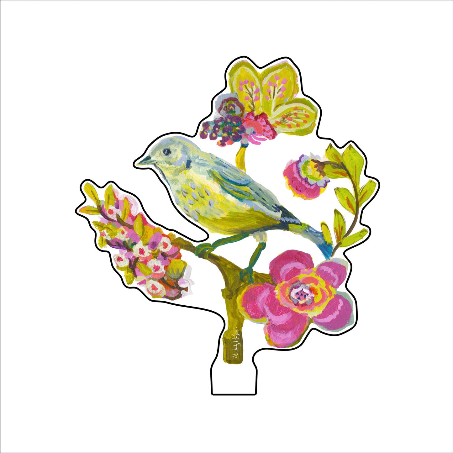 Purple Poppy Mallow Warbler | 0.25in. Acrylic Floral
