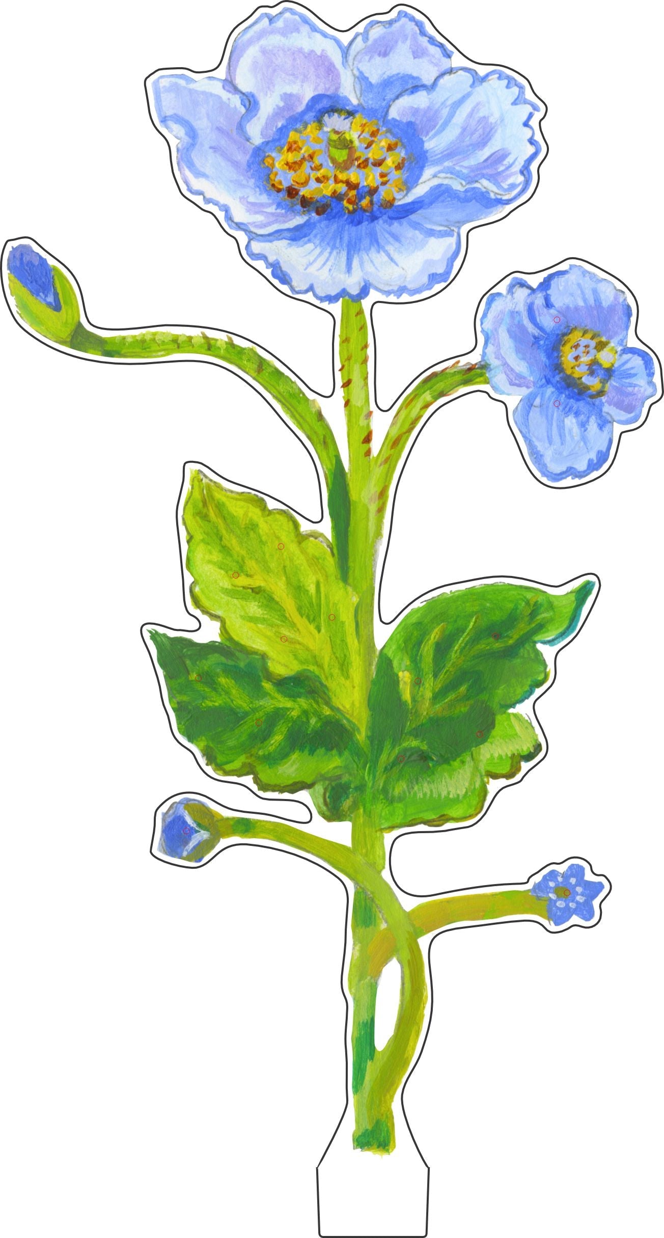 KHA-612 Blue Poppy Jewelry Holder & Single Leaf