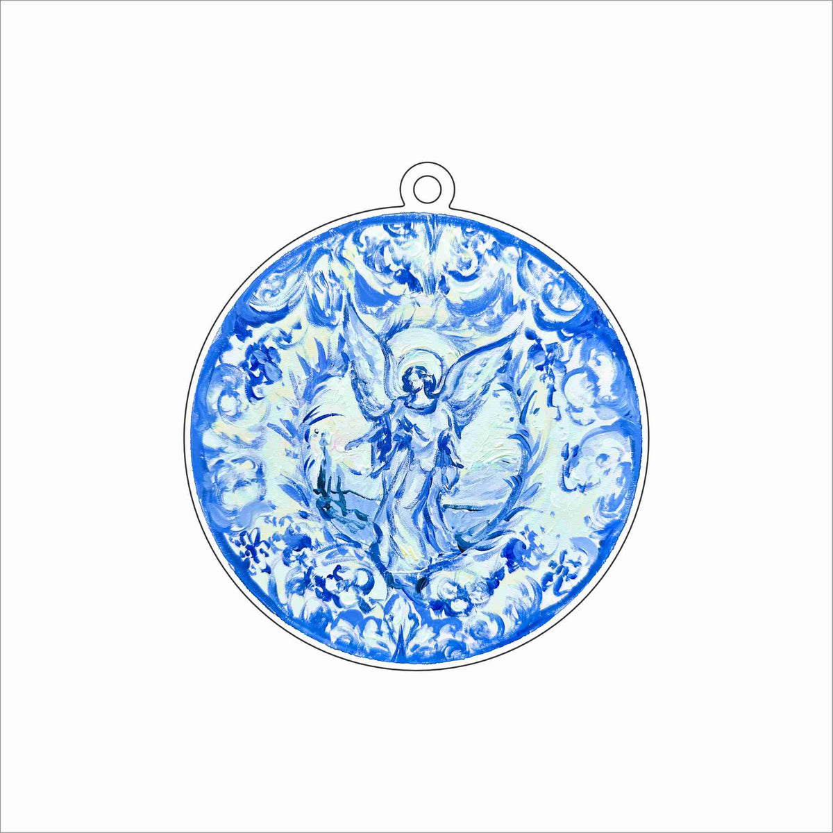 KPA-054 Blue and White Angel Ornament | 0.25Acrylic Ornament